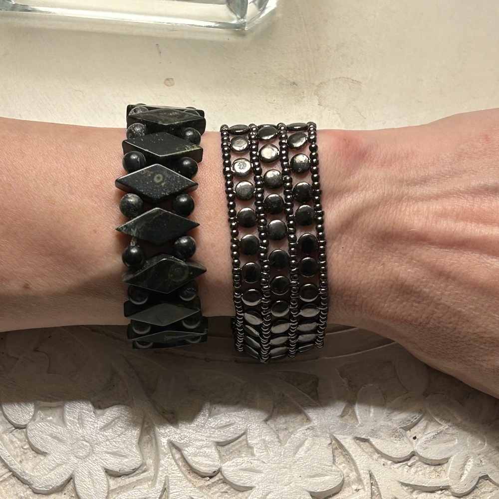 Lot os 2 jasper and hematite stone bracelats